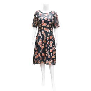 LELA ROSE Metallic Floral Brocade Sheath Dress Size Medium Short Sleeve
